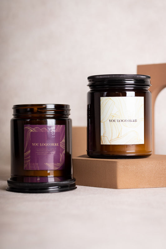 Essence Elegance: Custom Soy Wax Candles in Brown Jars