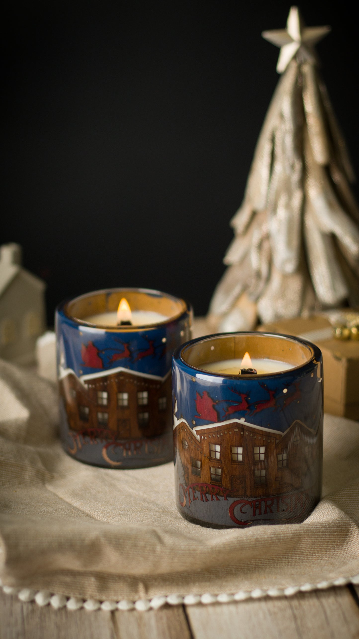 Soy Candle in Handmade Candlestick "Christmas"
