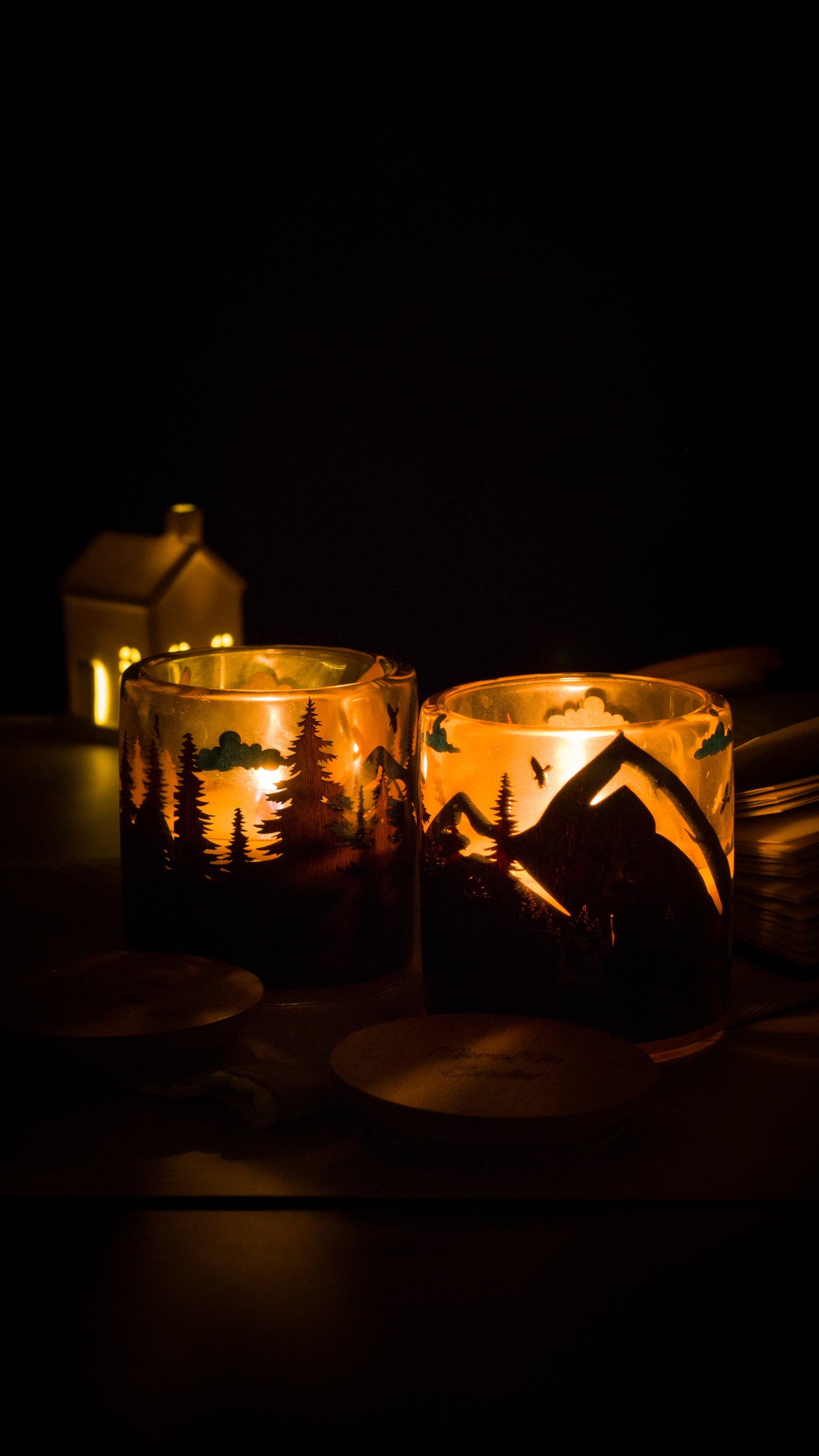 Candle in Handmade Candlestick "Hiking with Doggy"
