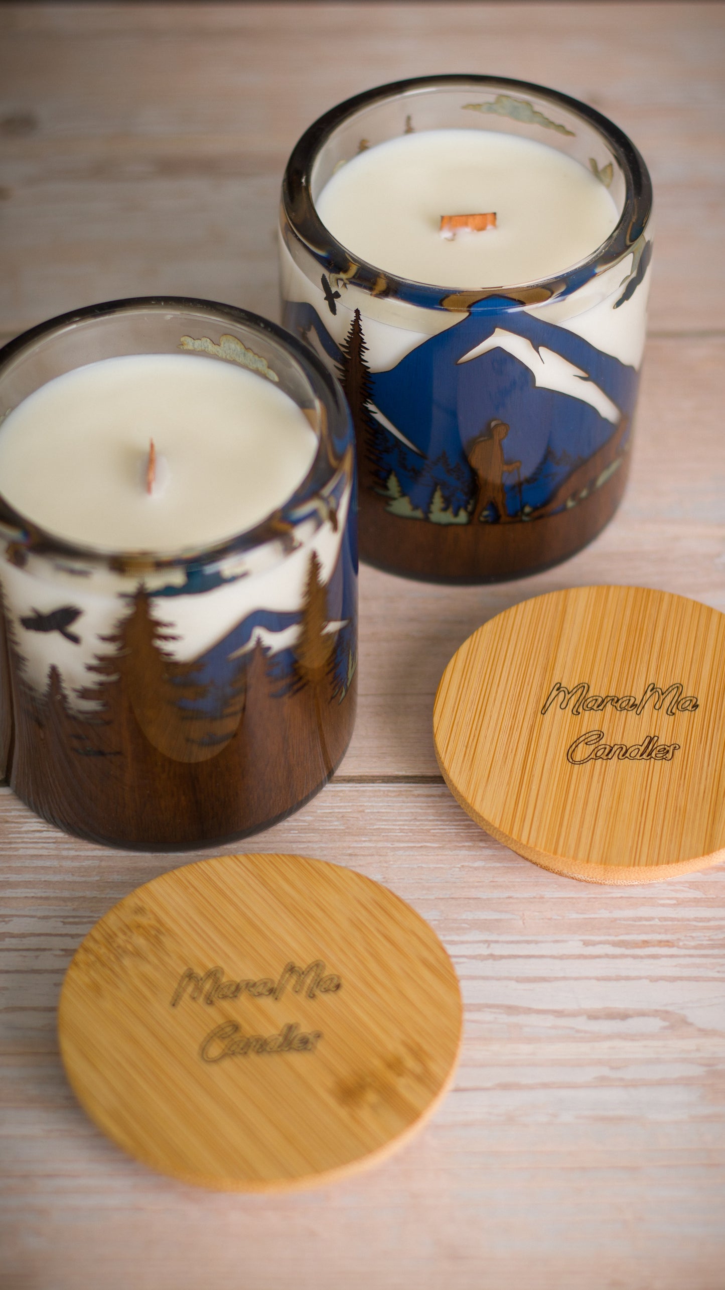 Candle in Handmade Candlestick "Hiking with Doggy"